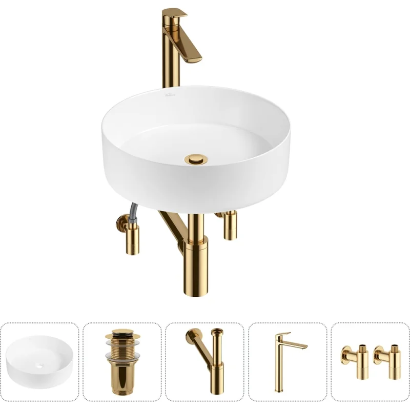 Акционный набор Wellsee 5 в Coax накладная раковина 36x36 см 20213893R