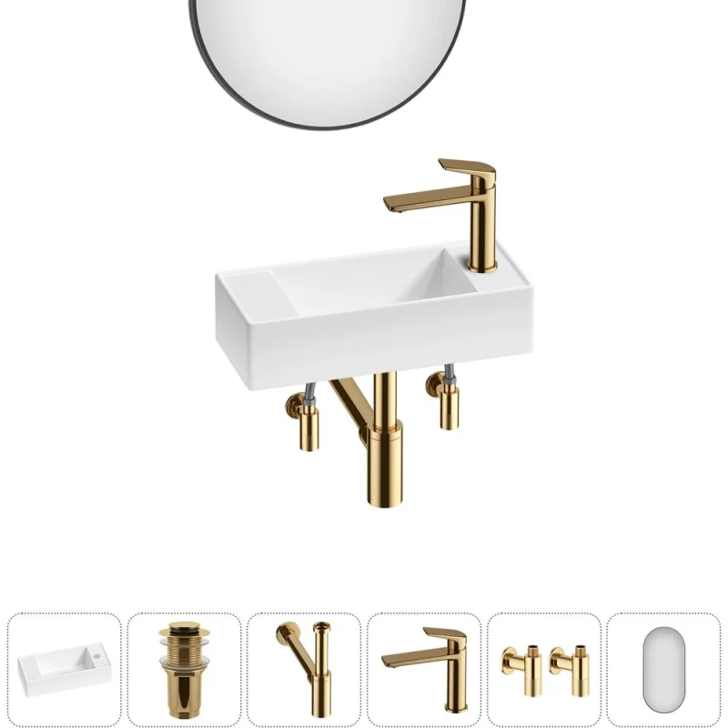 Комплект Wellsee 6 в 1 Lavinia Boho Bathroom Sink накладная/подвесная раковина 43x18 см 20219711R