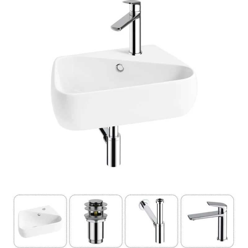 Комплект Wellsee 4 в 1 Lavinia Boho Bathroom Sink накладная/подвесная раковина 44x27 см 20216617R
