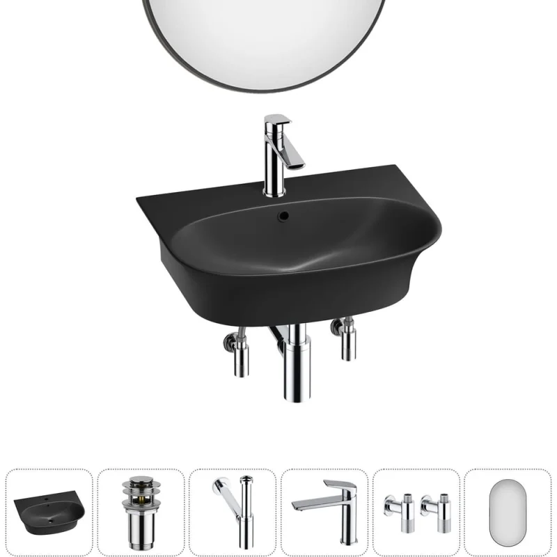 Комплект Wellsee 6 в 1 Lavinia Boho Bathroom Sink накладная/подвесная раковина 55x43 см 20219941R
