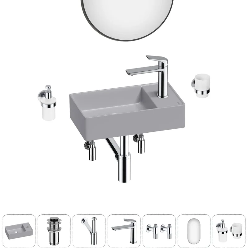 Мини-раковина для ванной комнаты или туалета Wellsee WC Area в наборе 7 в 1 20218126R