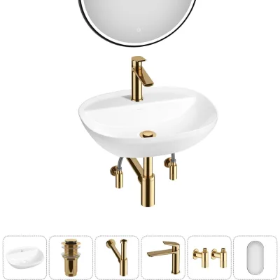 Акционный набор Wellsee 6 в 1 Cute Twin R накладная раковина 50x42 см 20218957R