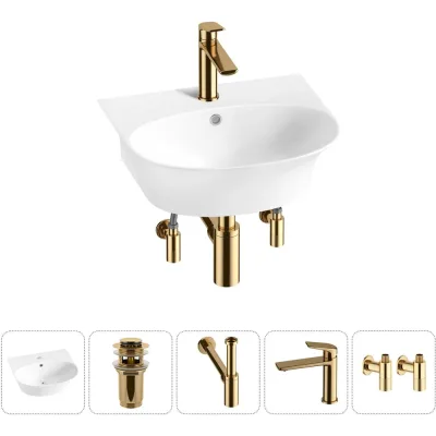 Комплект Wellsee 5 в 1 Lavinia Boho Bathroom Sink накладная/подвесная раковина 46x41 см 20216679R