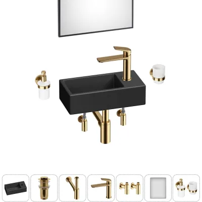Комплект Wellsee 7 в 1 Lavinia Boho Bathroom Sink накладная/подвесная раковина 40x20 см 20219582R