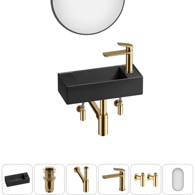 Комплект Wellsee 6 в 1 Lavinia Boho Bathroom Sink накладная/подвесная раковина 43x18 см 20219719R