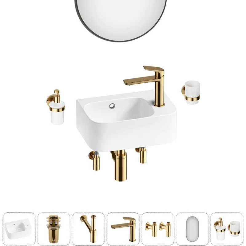 Комплект Wellsee 7 в 1 Lavinia Boho Bathroom Sink накладная/подвесная раковина 37x25 см 20219869R