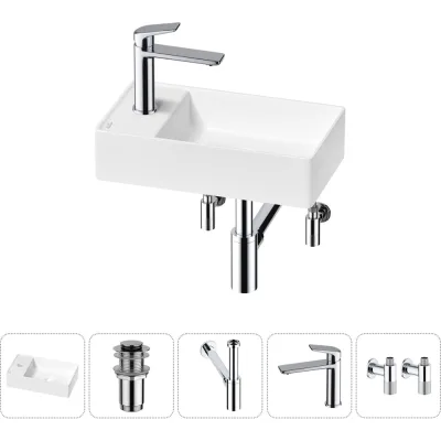 Мини-раковина для ванной комнаты или туалета Wellsee WC Area в наборе 5 в 1 20213822R