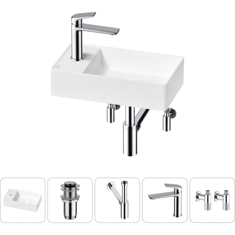 Мини-раковина для ванной комнаты или туалета Wellsee WC Area в наборе 5 в 1 20213822R