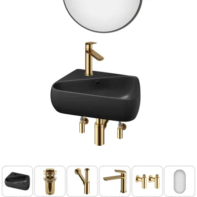 Комплект Wellsee 6 в 1 Lavinia Boho Bathroom Sink накладная/подвесная раковина 44x27 см 20219887R