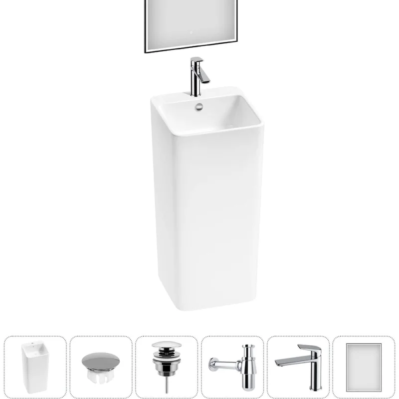 Набор Wellsee 6 в 1 Callipy Art напольная раковина 40x40x84,5 см 20218939R