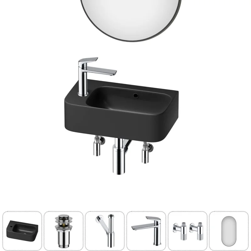 Комплект Wellsee 6 в 1 Lavinia Boho Bathroom Sink накладная/подвесная раковина 45x27 см 20219829R