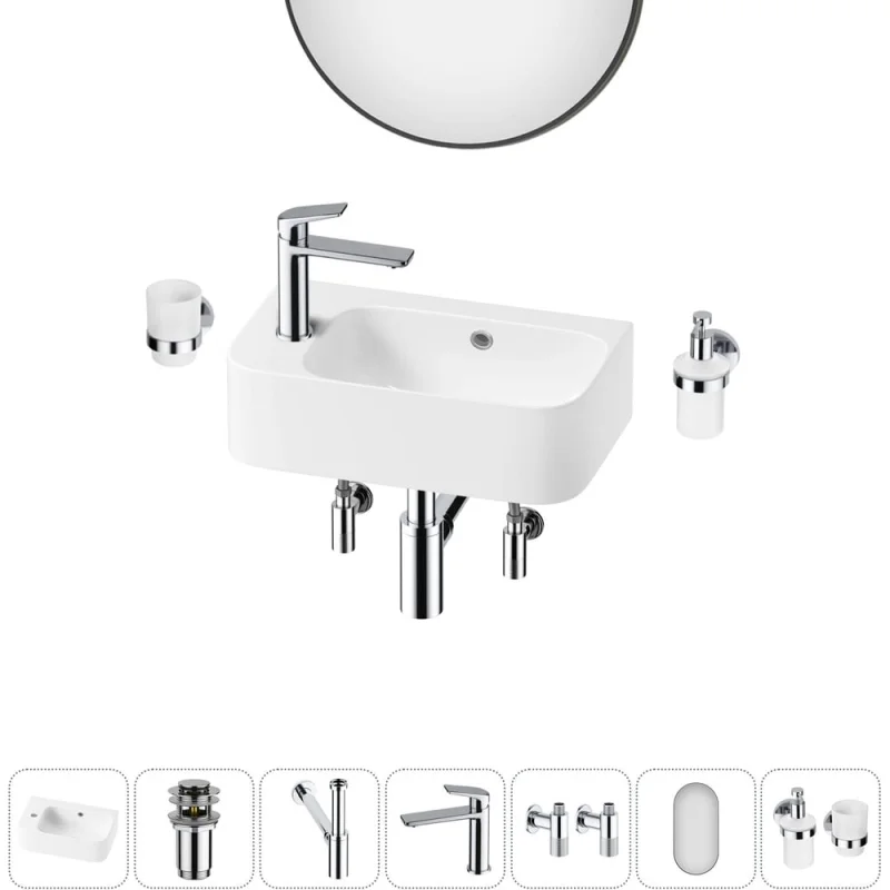 Комплект Wellsee 7 в 1 Lavinia Boho Bathroom Sink накладная/подвесная раковина 45x27 см 20219825R