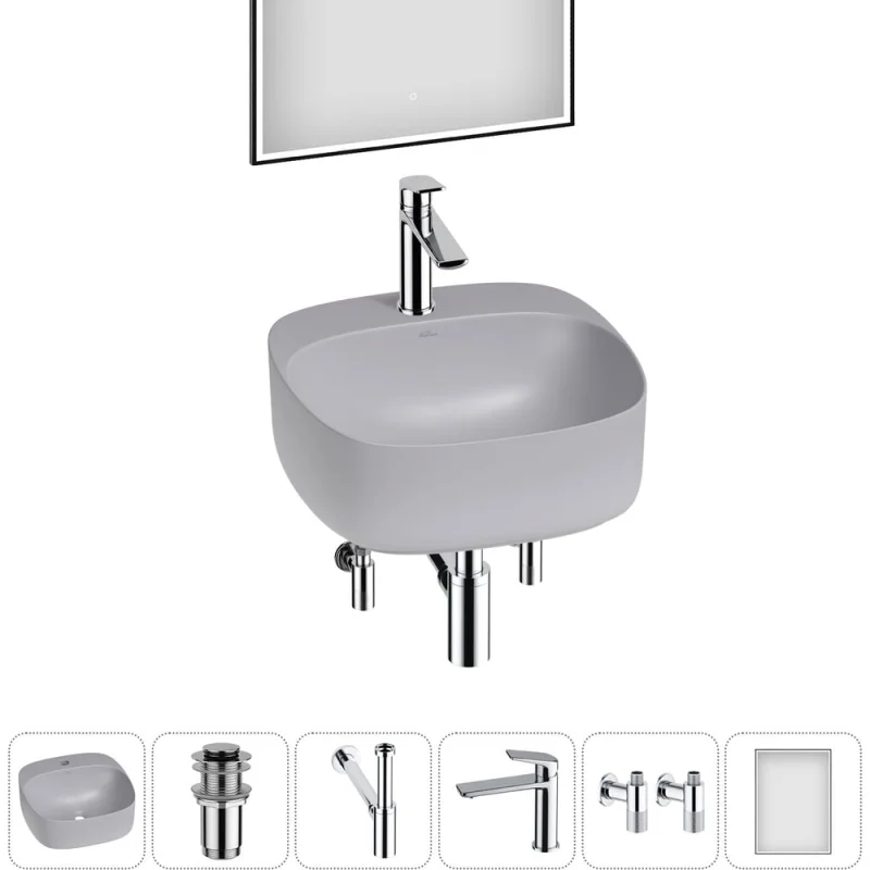 Набор Wellsee 6 в 1 Ideal накладная раковина 42x42 см 20218697R