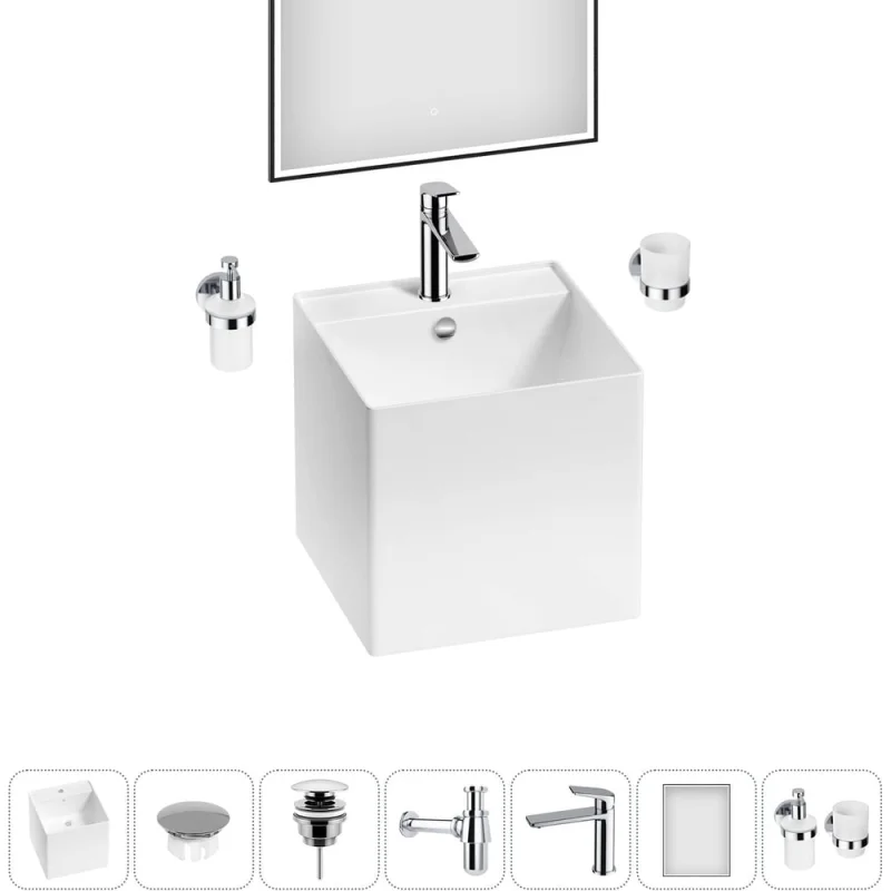 Набор Wellsee 7 в 1 M1 Limited Edition подвесная раковина 42x42 см 20219083R