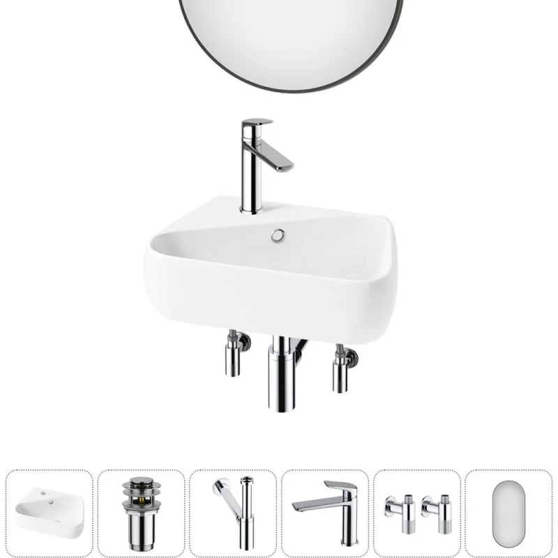 Комплект Wellsee 6 в 1 Lavinia Boho Bathroom Sink накладная/подвесная раковина 44x27 см 20219877R