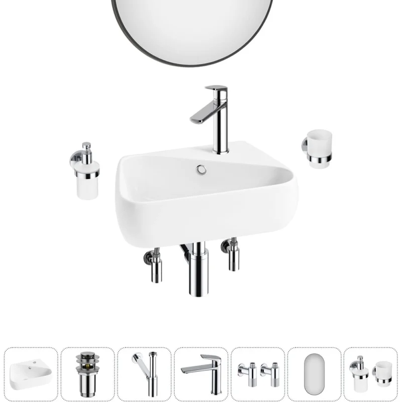 Комплект Wellsee 7 в 1 Lavinia Boho Bathroom Sink накладная/подвесная раковина 44x27 см 20219895R