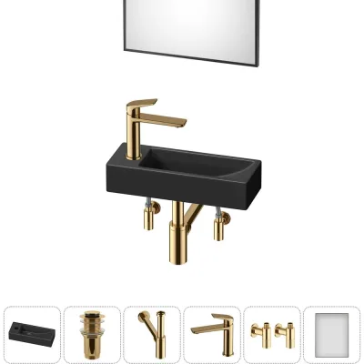 Комплект Wellsee 6 в 1 Lavinia Boho Bathroom Sink накладная/подвесная раковина 38x14 см 20219551R
