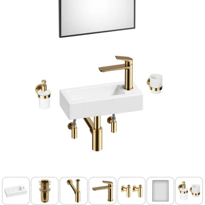 Комплект Wellsee 7 в 1 Lavinia Boho Bathroom Sink накладная/подвесная раковина 37x18 см 20219519R