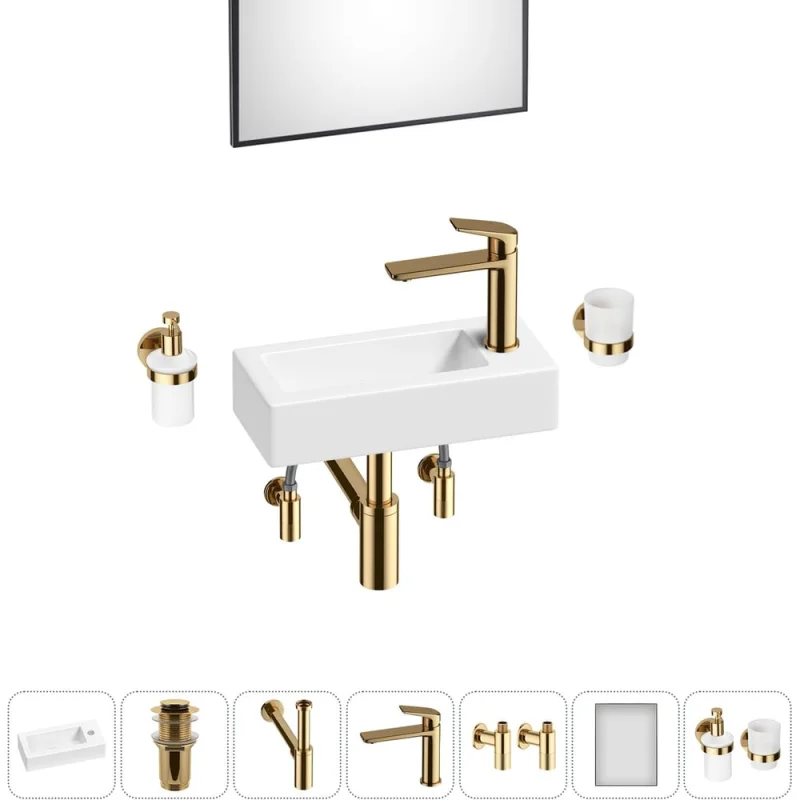 Комплект Wellsee 7 в 1 Lavinia Boho Bathroom Sink накладная/подвесная раковина 37x18 см 20219519R