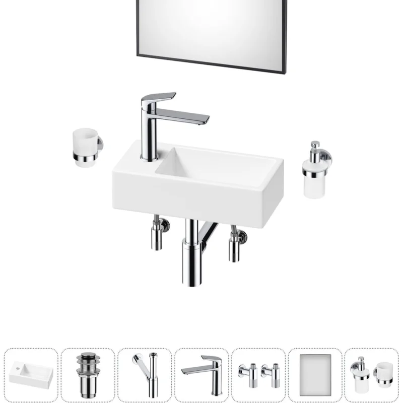 Комплект Wellsee 7 в 1 Lavinia Boho Bathroom Sink накладная/подвесная раковина 40x20 см 20219587R