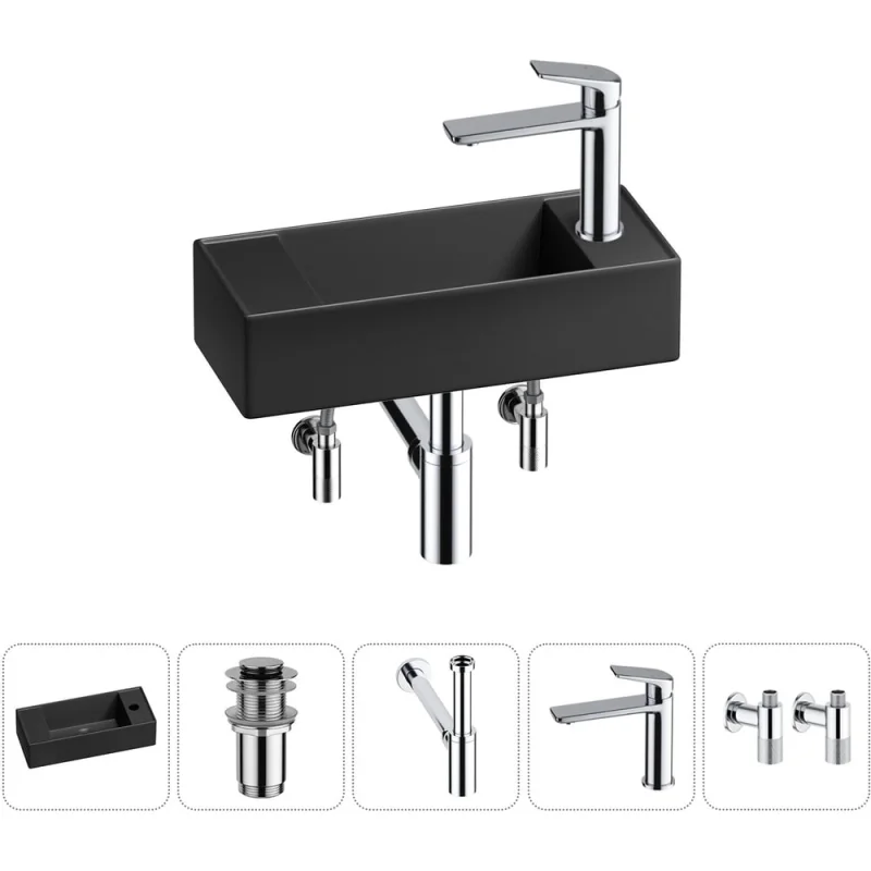 Комплект Wellsee 5 в 1 Lavinia Boho Bathroom Sink накладная/подвесная раковина 43x18 см 20216270R