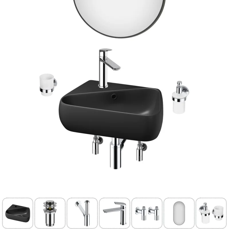 Комплект Wellsee 7 в 1 Lavinia Boho Bathroom Sink накладная/подвесная раковина 44x27 см 20219888R