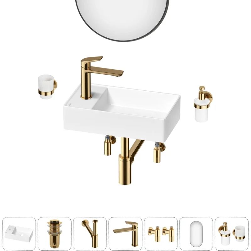 Мини-раковина для ванной комнаты или туалета Wellsee WC Area в наборе 7 в 1 20218133R