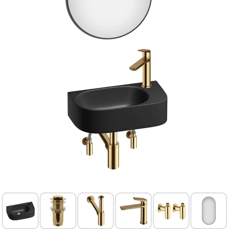 Комплект Wellsee 6 в 1 Lavinia Boho Bathroom Sink накладная/подвесная раковина 40x22 см 20219747R
