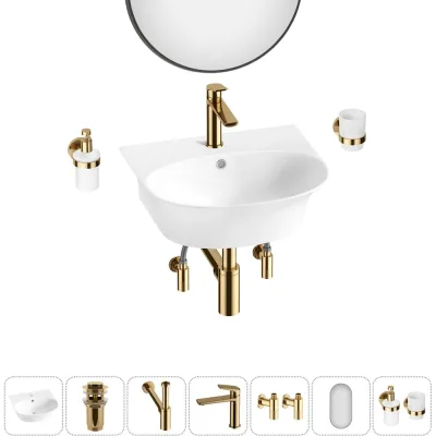 Комплект Wellsee 7 в 1 Lavinia Boho Bathroom Sink накладная/подвесная раковина 46x41 см 20219925R