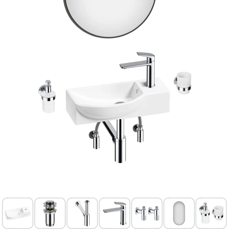 Комплект Wellsee 7 в 1 Lavinia Boho Bathroom Sink накладная/подвесная раковина 45x24 см 20219643R