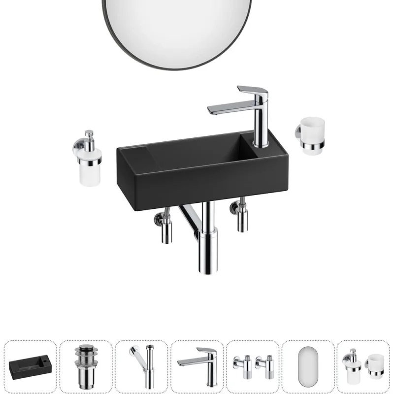 Комплект Wellsee 7 в 1 Lavinia Boho Bathroom Sink накладная/подвесная раковина 43x18 см 20219720R
