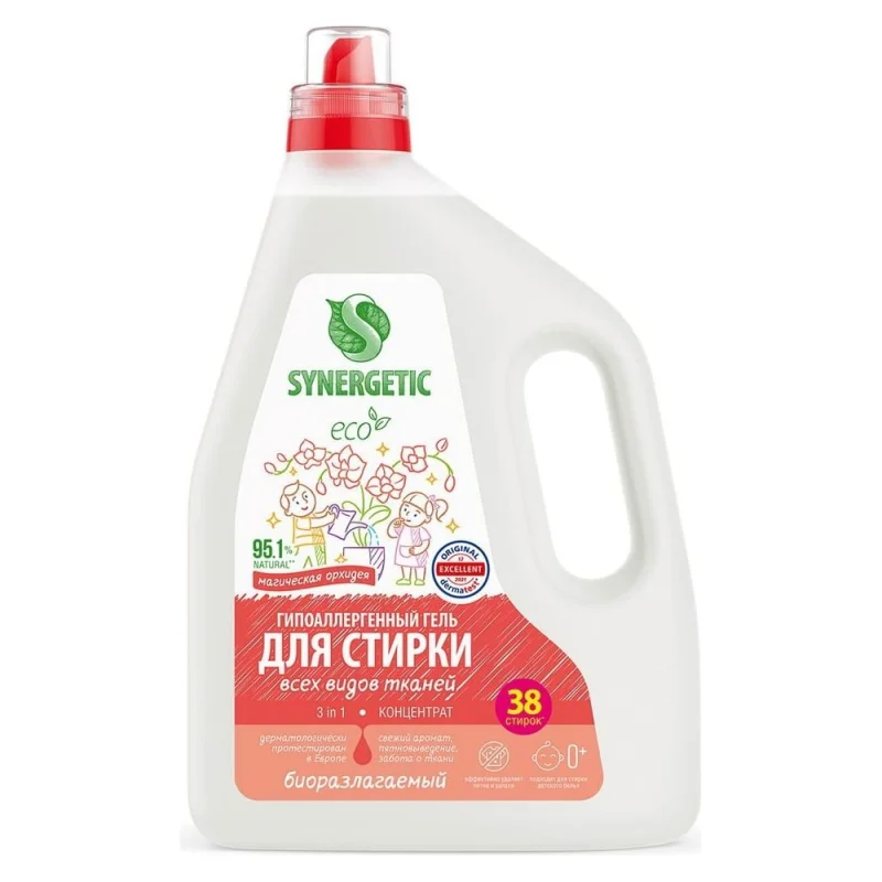 Гель для стирки SYNERGETIC 3 IN 1 Магическая орхидея, 2,28 л 38 стирок 109821