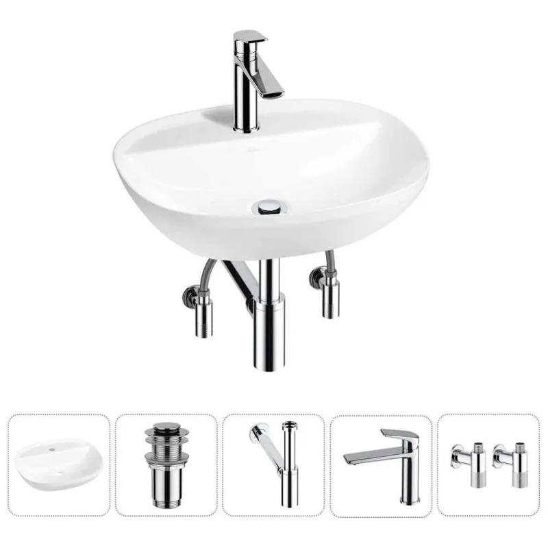 Набор Wellsee 5 в 1 Cute Twin R накладная раковина 50x42 см 20213350R