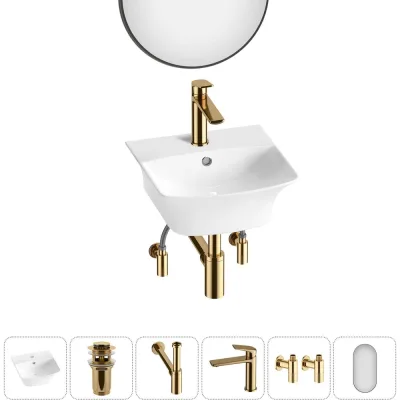 Комплект Wellsee 6 в 1 Lavinia Boho Bathroom Sink накладная/подвесная раковина 35x36 см 20219949R