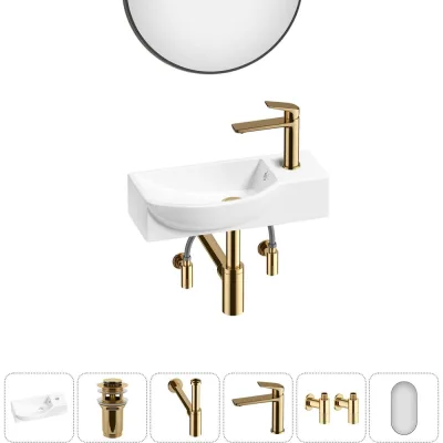 Комплект Wellsee 6 в 1 Lavinia Boho Bathroom Sink накладная/подвесная раковина 45x24 см 20219641R