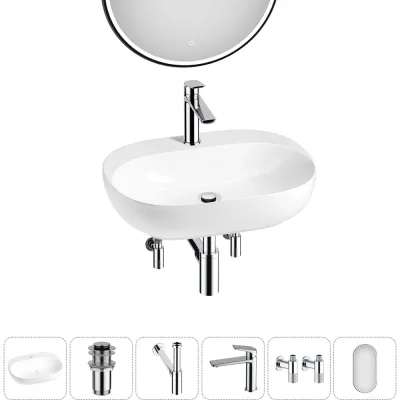 Набор Wellsee 6 в 1 Pro Line накладная/подвесная раковина 53x41 см 20218389R