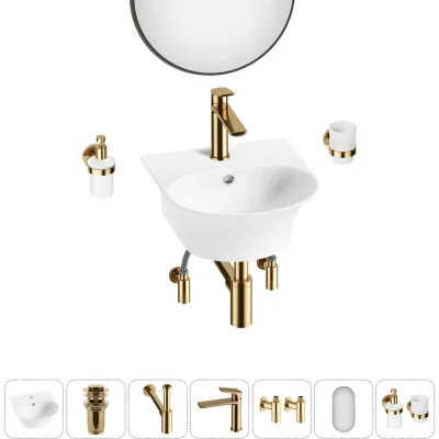 Комплект 7 в 1 Wellsee Lavinia Boho Bathroom Sink накладная/подвесная раковина 34x36 см 20219911R