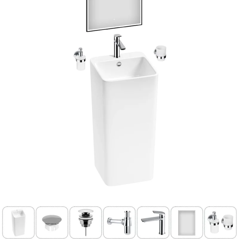 Набор Wellsee 7 в 1 Callipy Art напольная раковина 40x40x84,5 см 20218943R