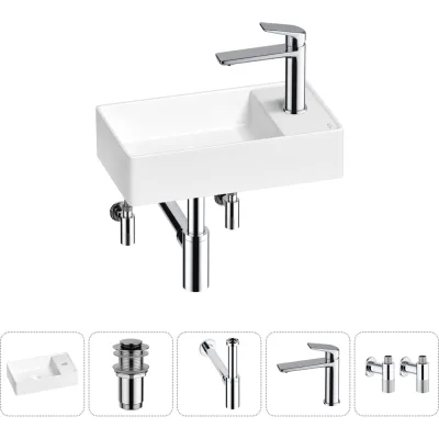 Мини-раковина для ванной комнаты или туалета Wellsee WC Area в наборе 5 в 1 20213622R