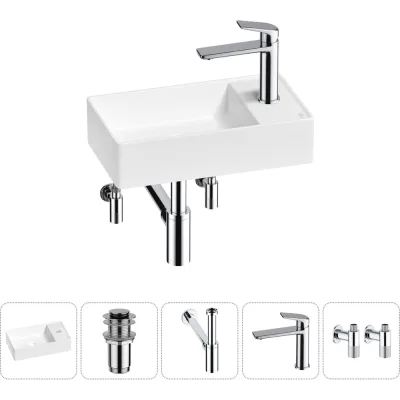 Мини-раковина для ванной комнаты или туалета Wellsee WC Area в наборе 5 в 1 20213638R
