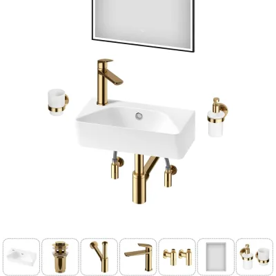 Комплект Wellsee 7 в 1 Lavinia Boho Bathroom Sink накладная/подвесная раковина 40x22 см 20219813R