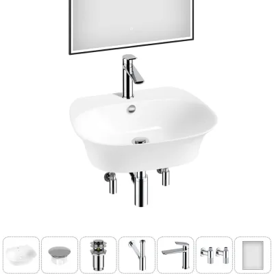 Набор Wellsee 7 в 1 Excellence Pro накладная/подвесная раковина 55x46 см 20219033R