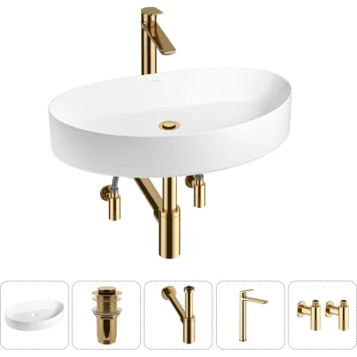 Набор 5 в 1 Wellsee Belle Spa 2.0 накладная раковина 64x40 см состоит из 33580 20212619R