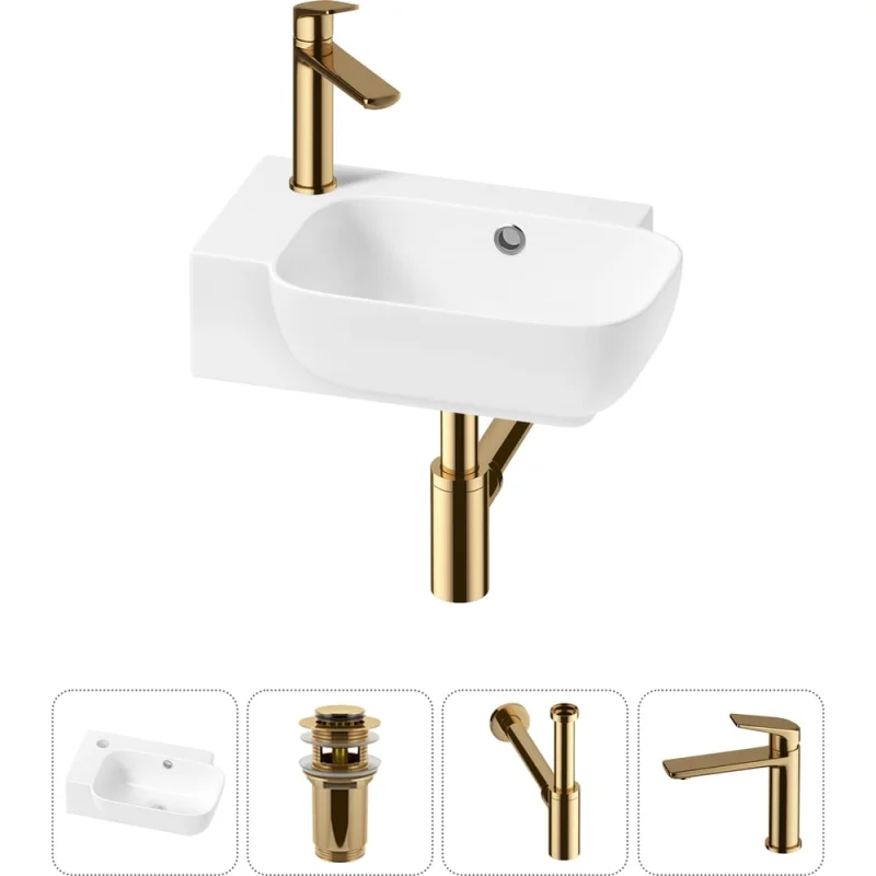 Комплект 4 в 1 Wellsee Bathroom Sink накладная/подвесная раковина 40x24 см состоит 20216395R