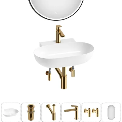 Комплект 6 в 1 Wellsee Bathroom Sink накладная/подвесная раковина 58x40 см состоит 20219283R