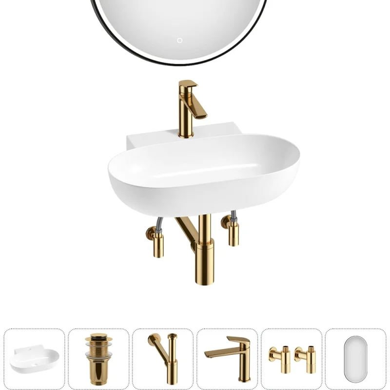Комплект 6 в 1 Wellsee Bathroom Sink накладная/подвесная раковина 58x40 см состоит 20219283R