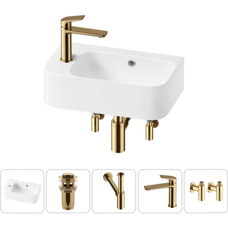 Комплект Wellsee 5 в 1 Lavinia Boho Bathroom Sink накладная/подвесная раковина 45x27 см 20216483R