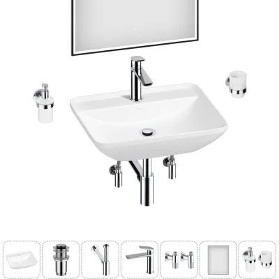 Набор Wellsee 7 в 1 Cute Twin S накладная раковина 55x42 см 20218975R