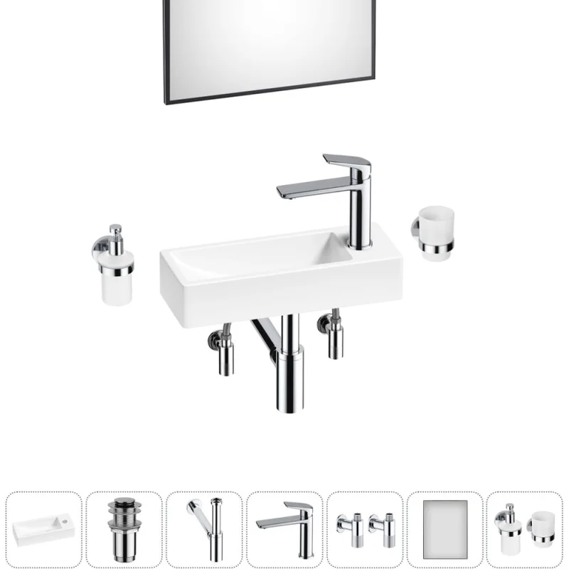 Комплект Wellsee 7 в 1 Lavinia Boho Bathroom Sink накладная/подвесная раковина 38x14 см 20219559R