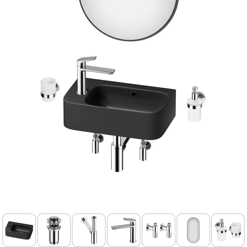 Комплект 7 в 1 Wellsee Bathroom Sink накладная/подвесная раковина 45x27 см состоит 20219832R